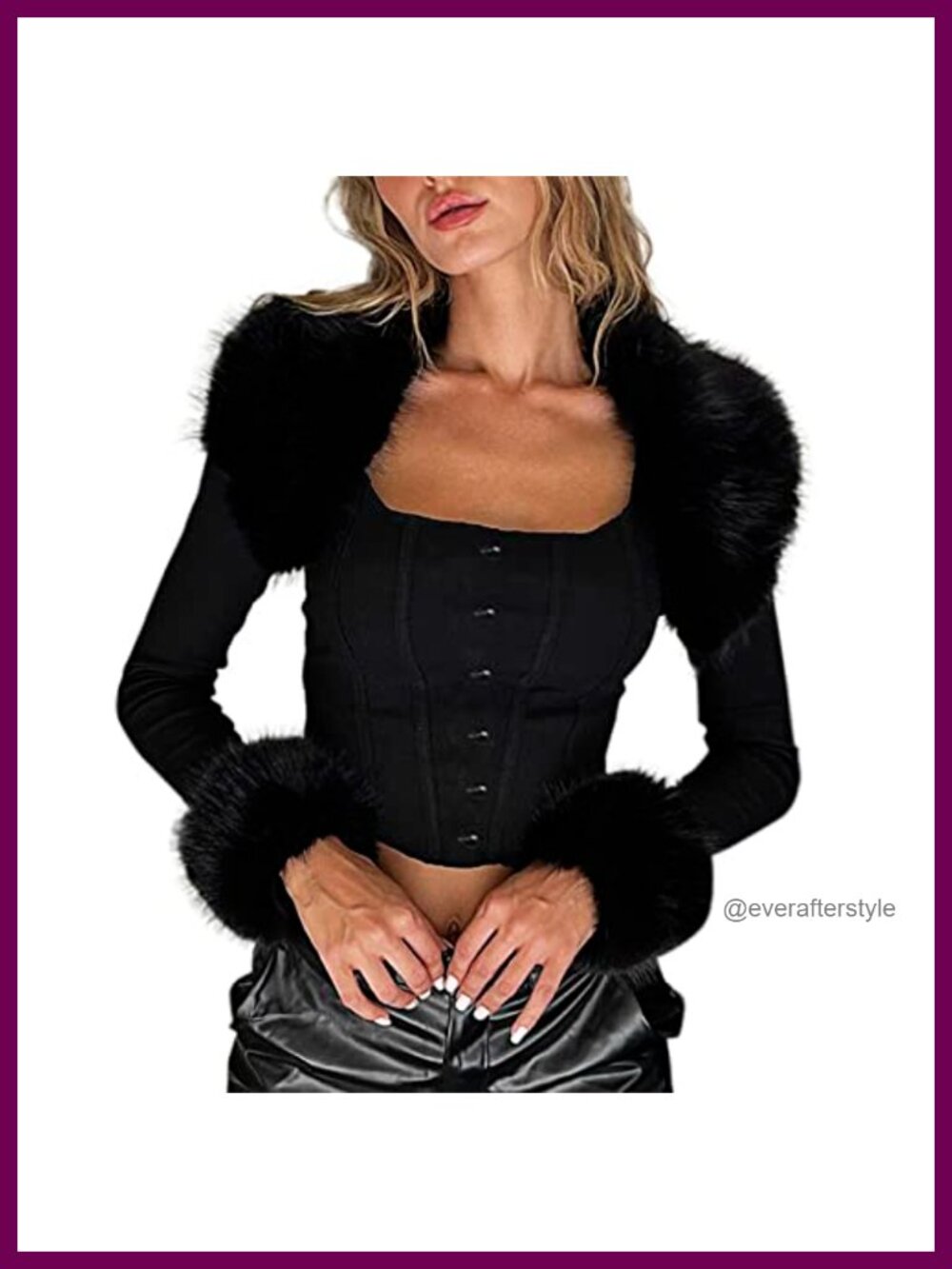 Faux Fur Collar Long Sleeve Crop Jacket Lightweight Clubwear Outwear